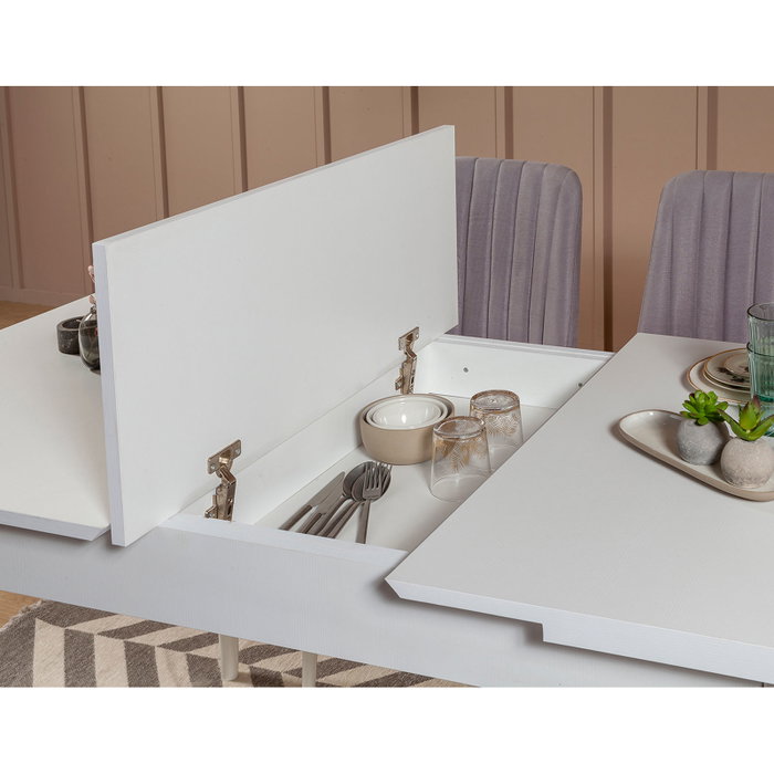Hanah Home Vina White Soho Grey Juego de Comedor Extensible Hanah Home Vina White Soho Grey Juego de Comedor Extensible
